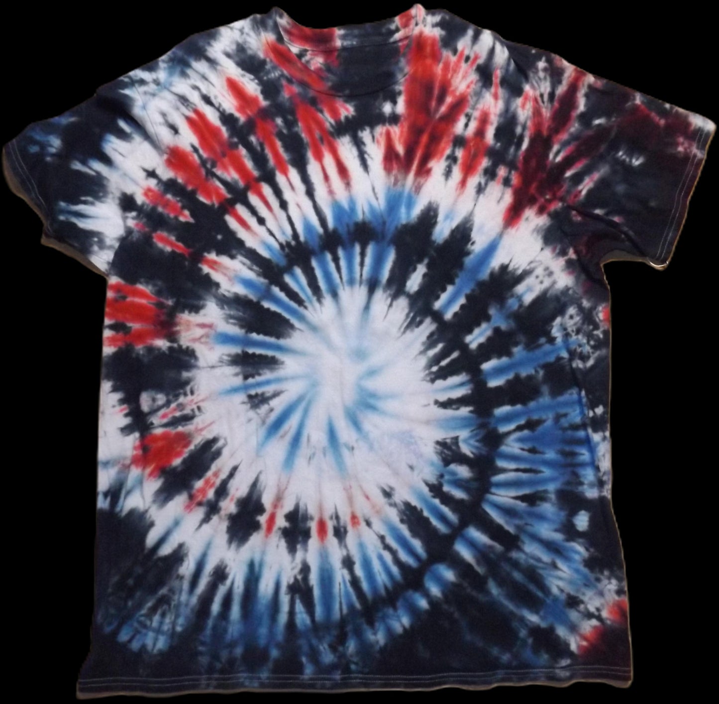 Spiral Tie-dye 2X Crew Neck T-shirt RWB and Black Spiral