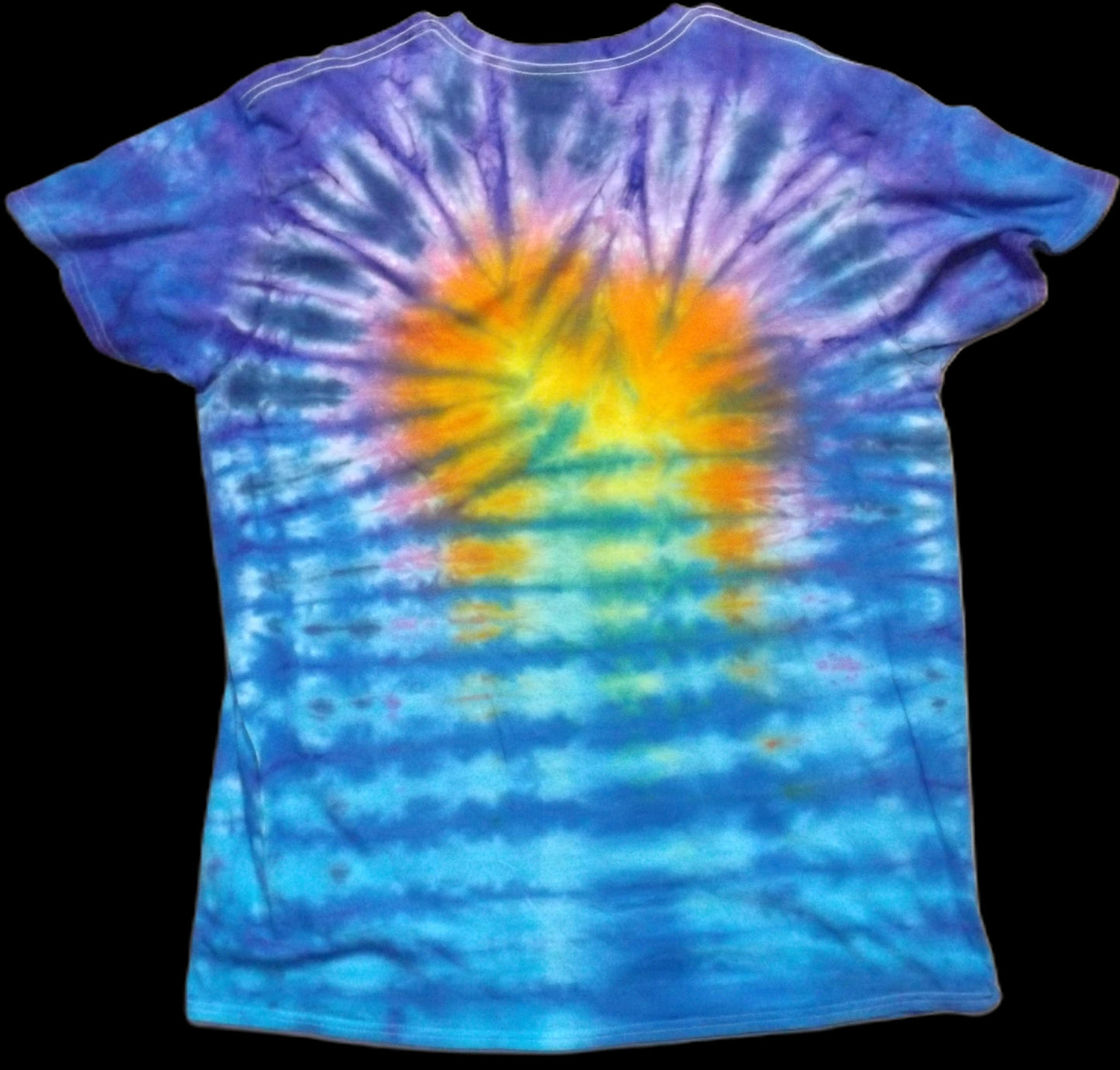 Pleat Sunset Tie-dye 2X Crew Neck T-shirt Sunset Over Waves