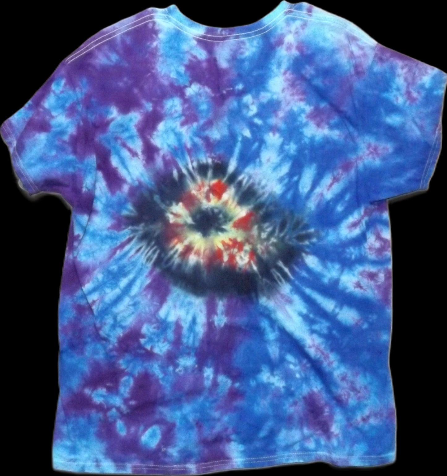 Eye Tie-dye Large Crew Neck T-shirt Blue and Purple