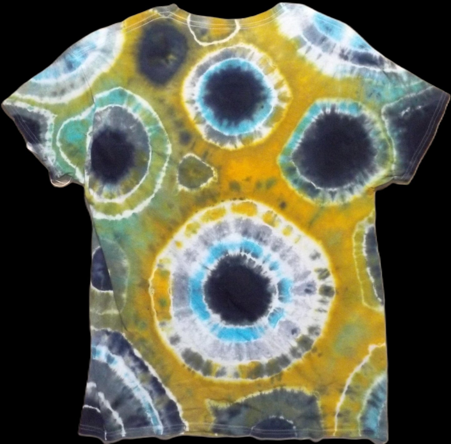 Geode Tie-dye Large Crew Neck T-shirt Blue and Gold