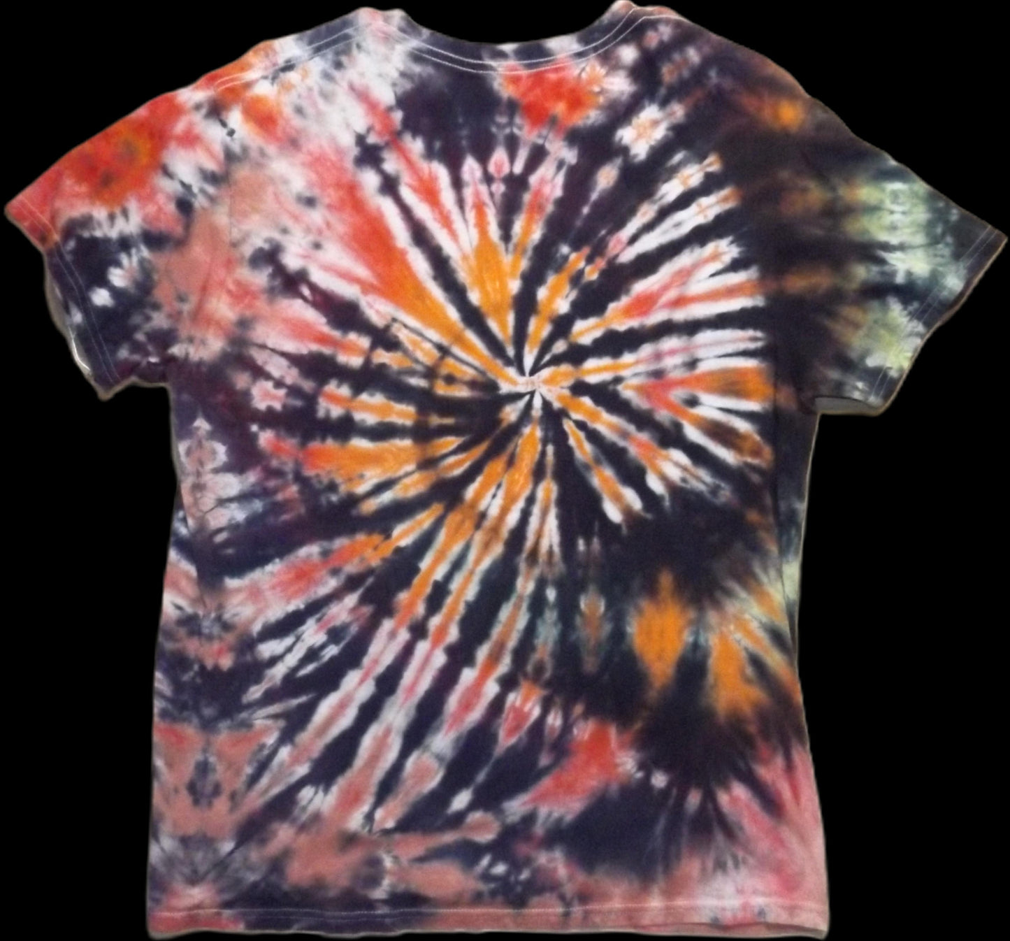 Spiral Tie-dye Large Crew Neck T-shirt Orange and Black
