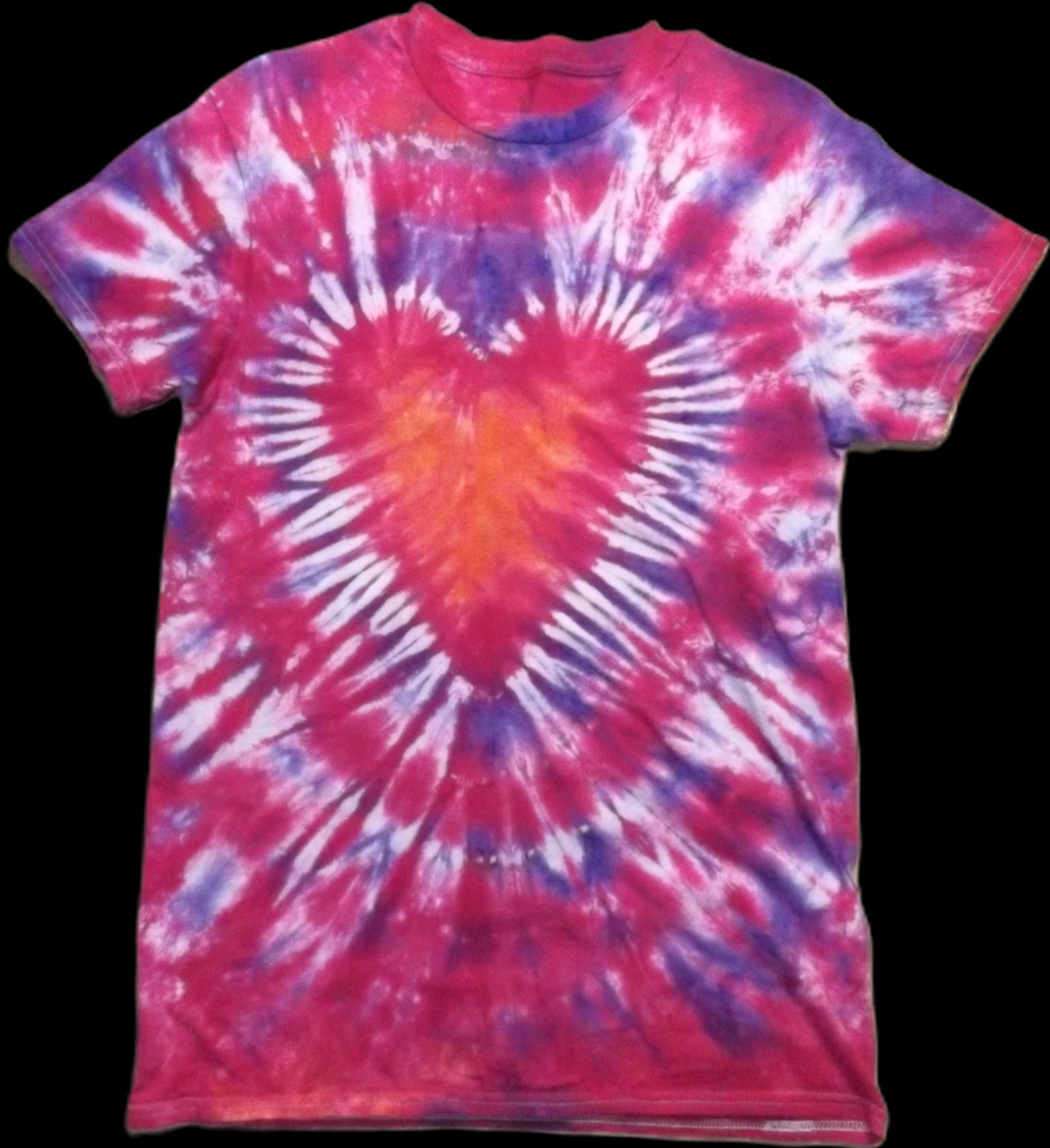 Heart Tie-dye Medium Crew Neck T-shirt Coral Pink Heart