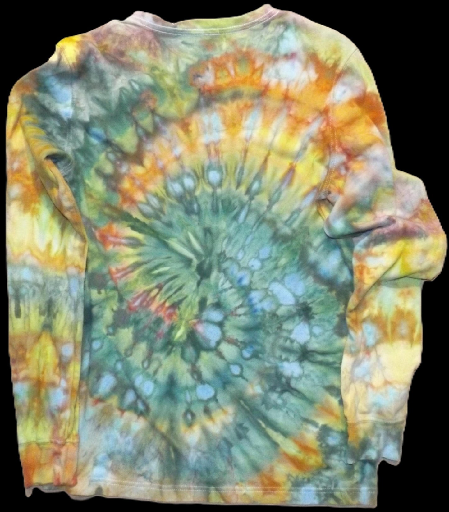 Spiral Tie-dye Small Long Sleeve Crew Neck T-shirt Ice Spiral