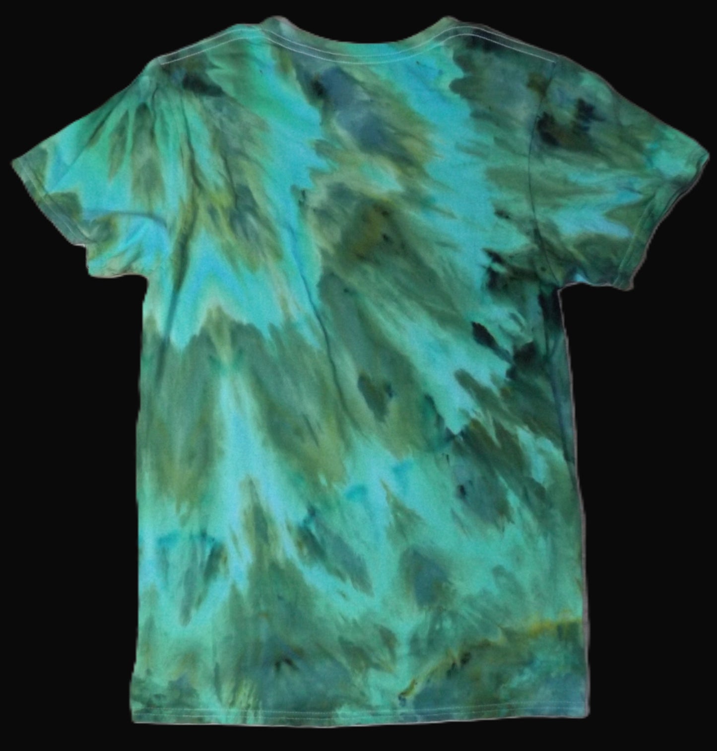 Ice Tie-dye Small Crew Neck T-shirt Teal and Olive Ice
