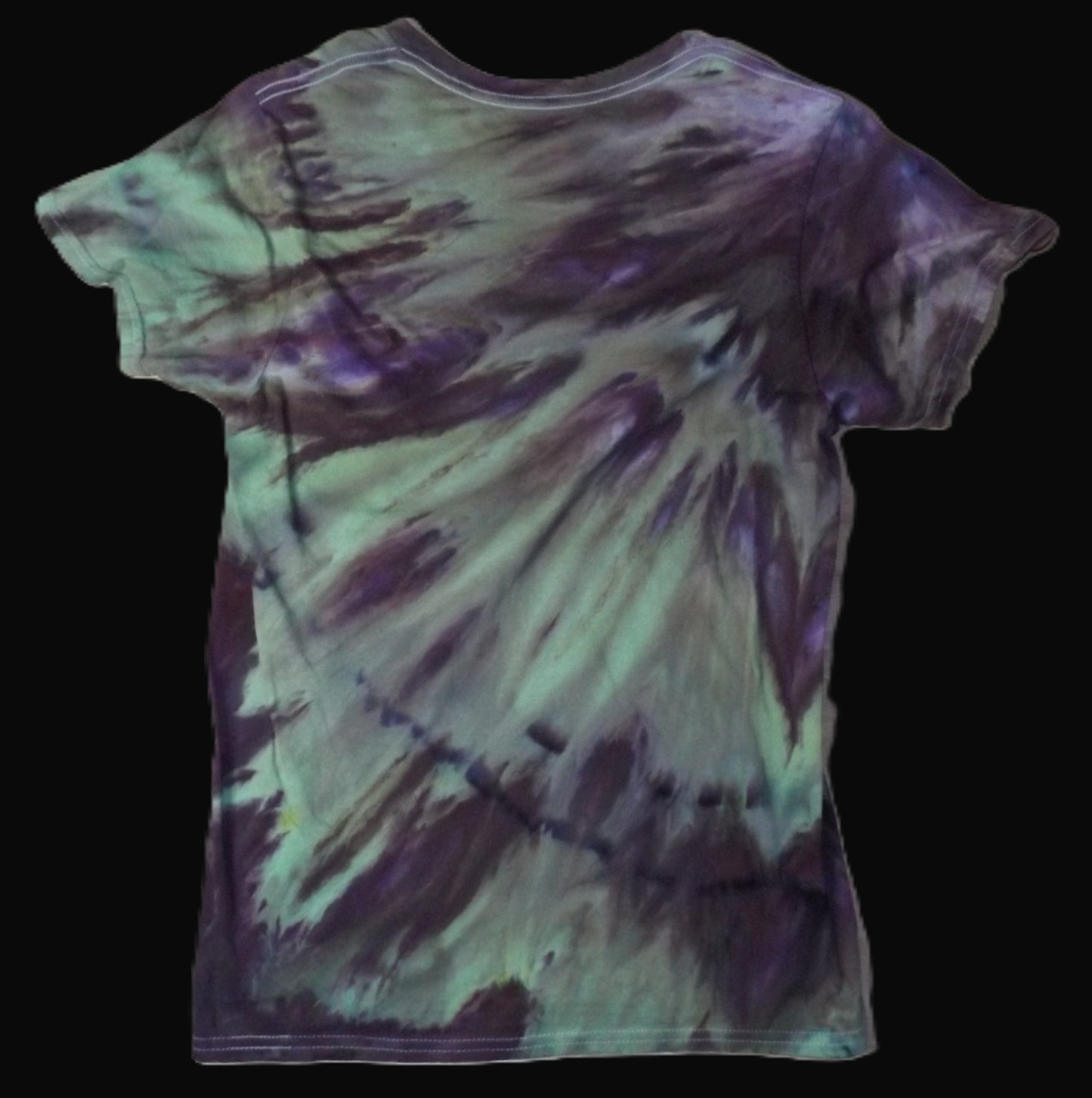 Ice Tie-dye Small Crew Neck T-shirt Purple and Olive Stripes