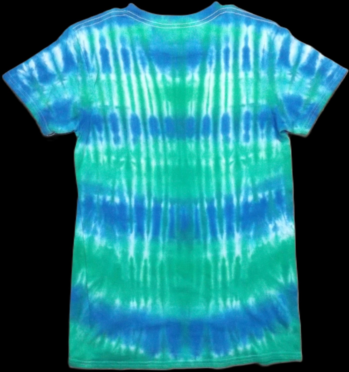Stripes Tie-dye Small Crew Neck T-shirt Blue and Green Stripes