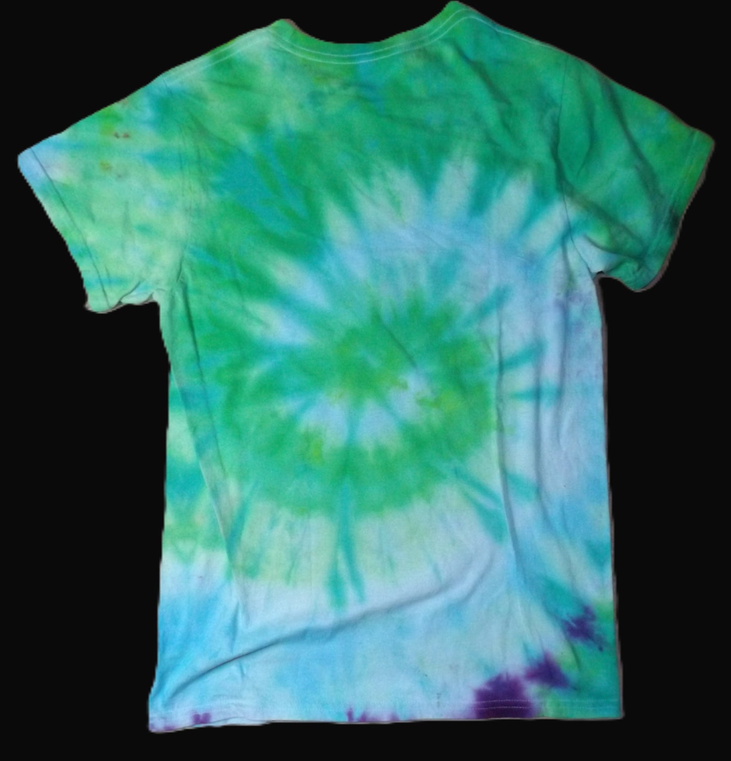 Spiral Tie-dye Small Crew Neck T-shirt Green and Turquois Spiral