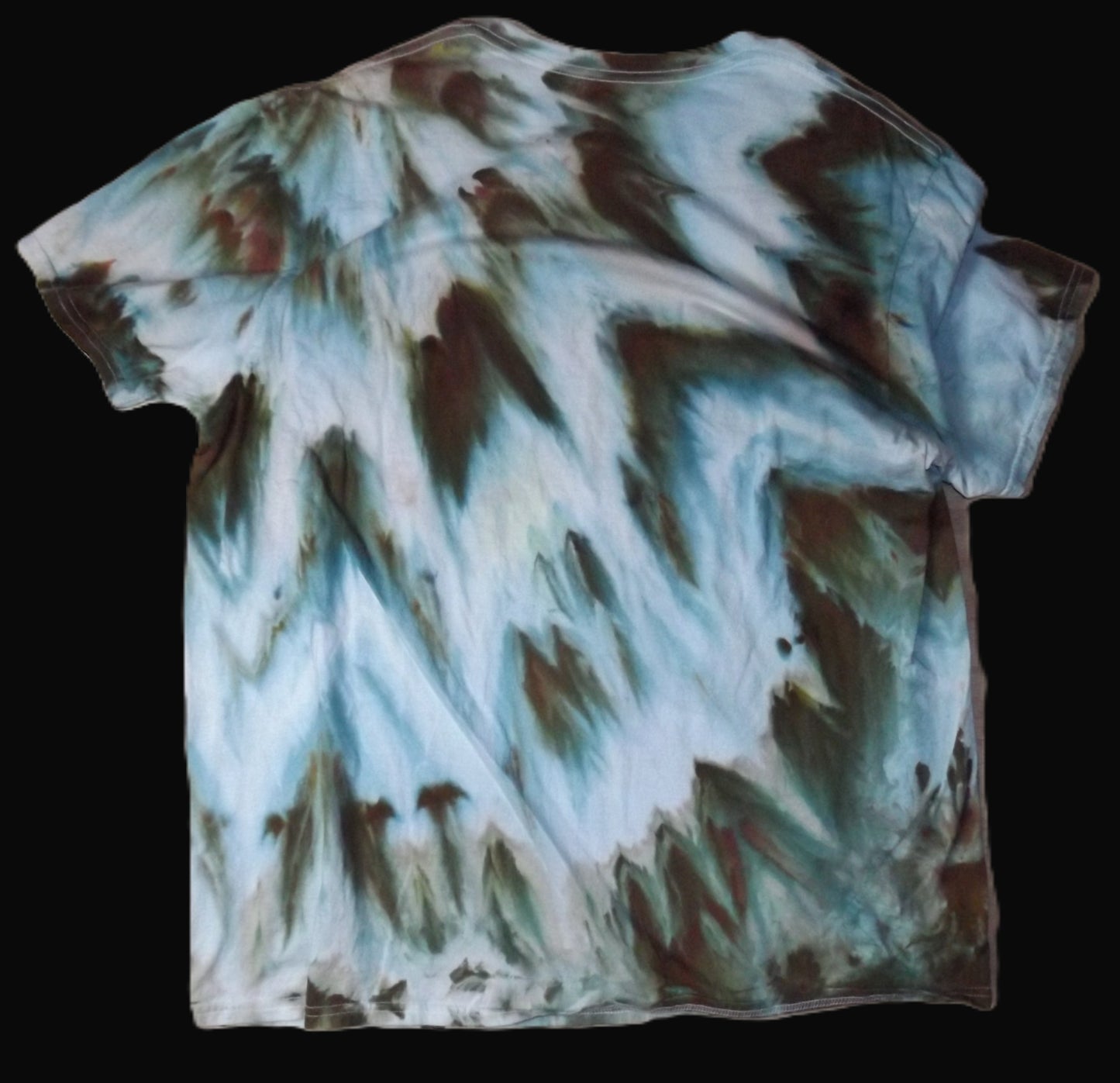 Ice Tie-dye XL Crew Neck T-shirt Brown and White Feathers