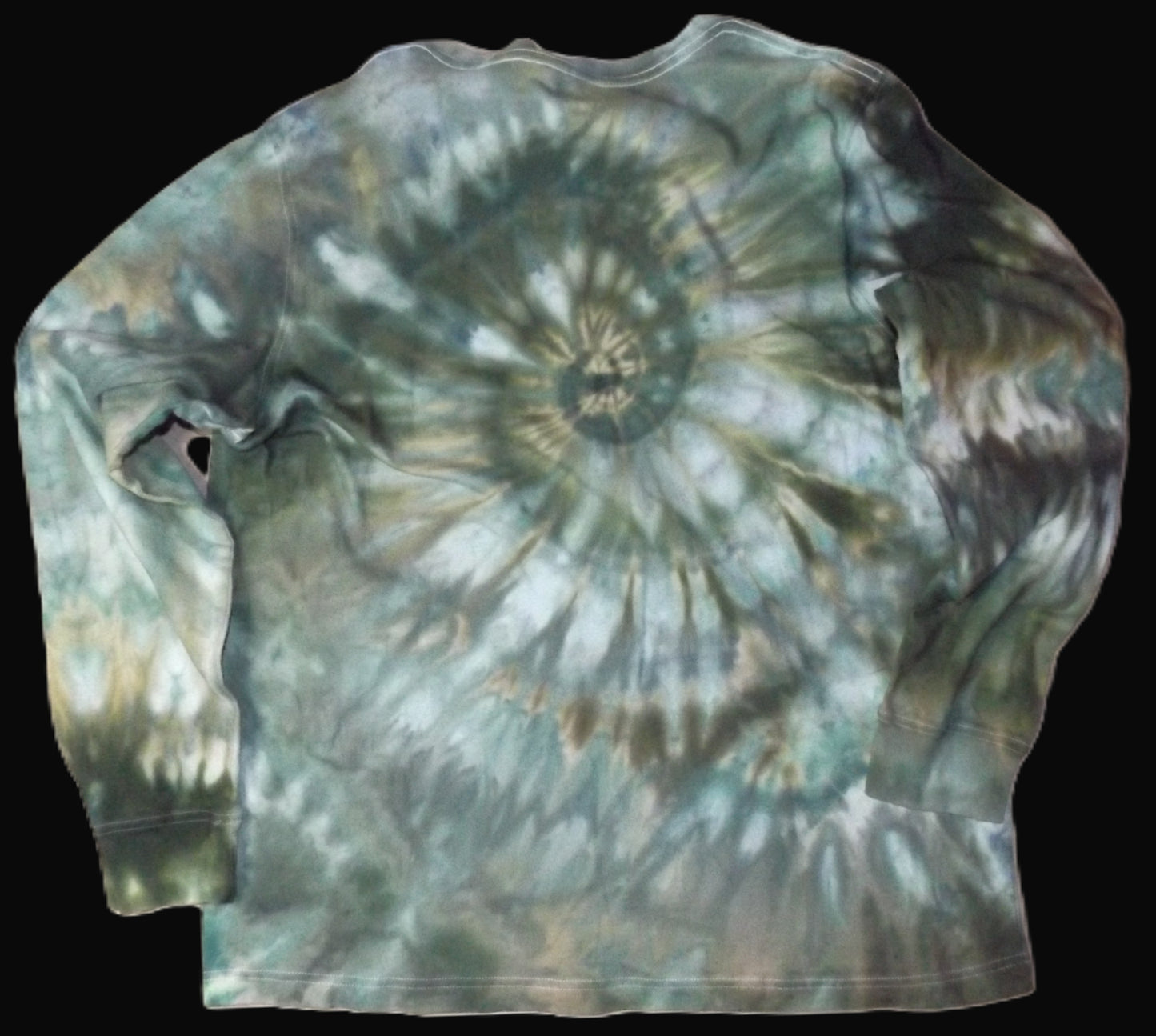 Spiral Tie-dye XL Crew Neck Long Sleeve T-shirt Olive Spiral