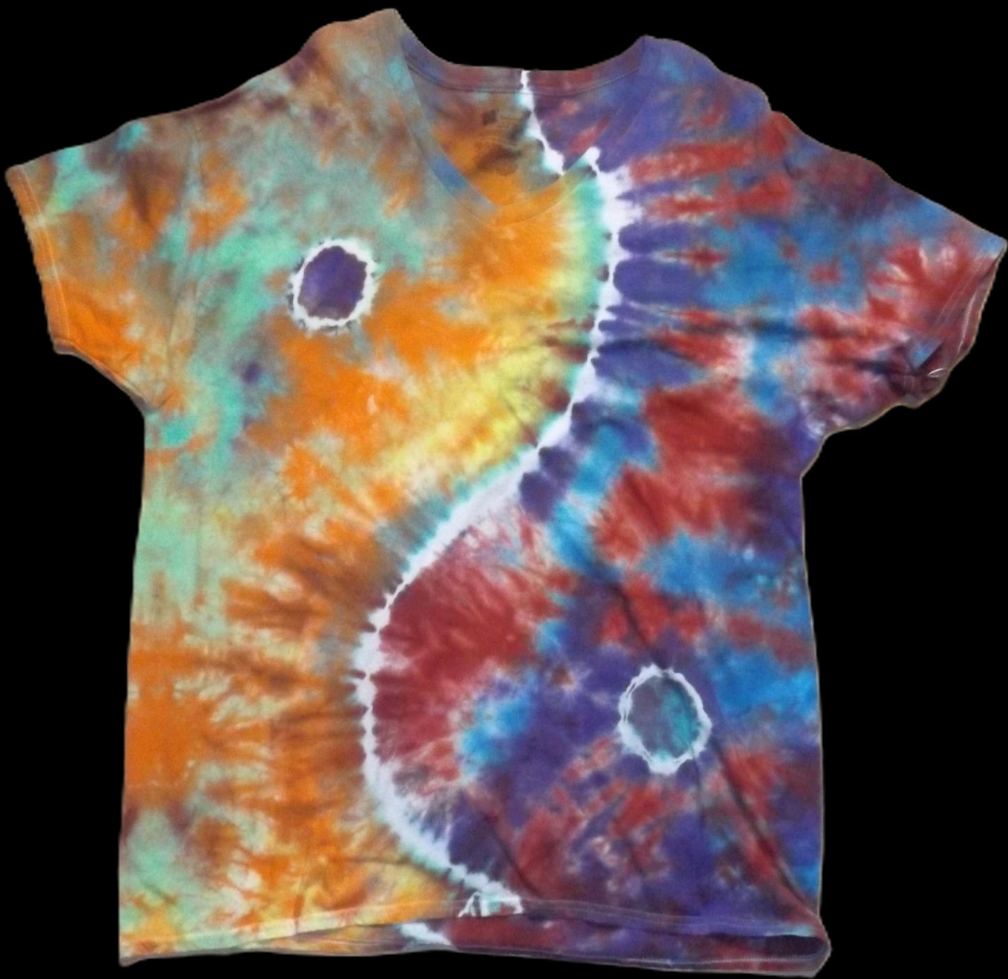 Yin-yang Tie-dye XL Crew Neck T-shirt Multi color yin-yang
