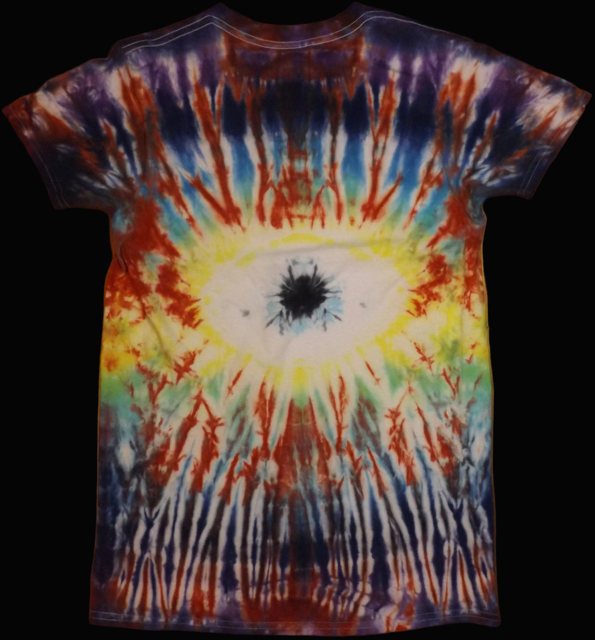 Eye Tie-dye Small Crew Neck T-shirt Red and Blue