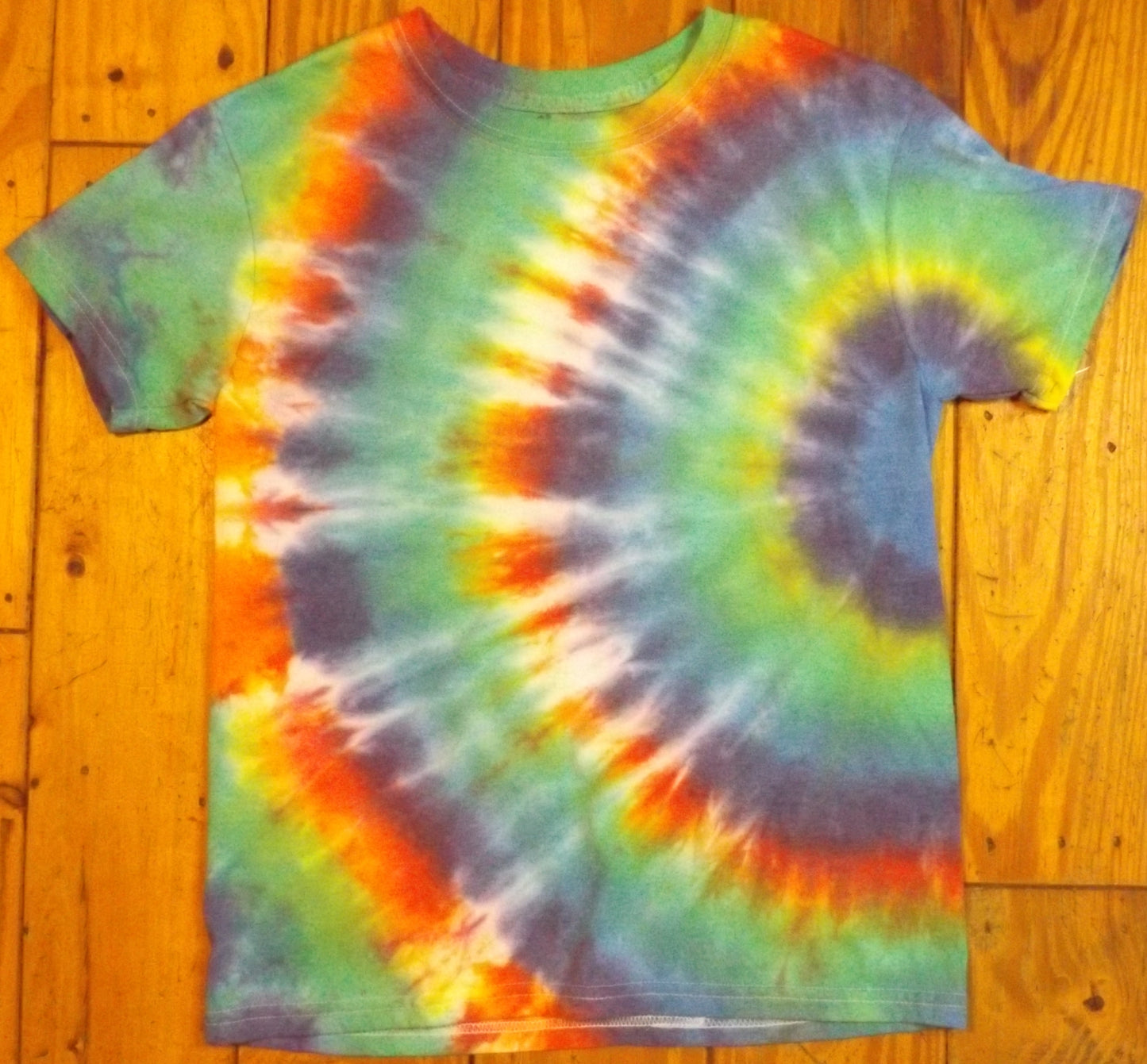 Kids Circle Tie-dye Large Crew Neck T-shirt Rainbow Circles