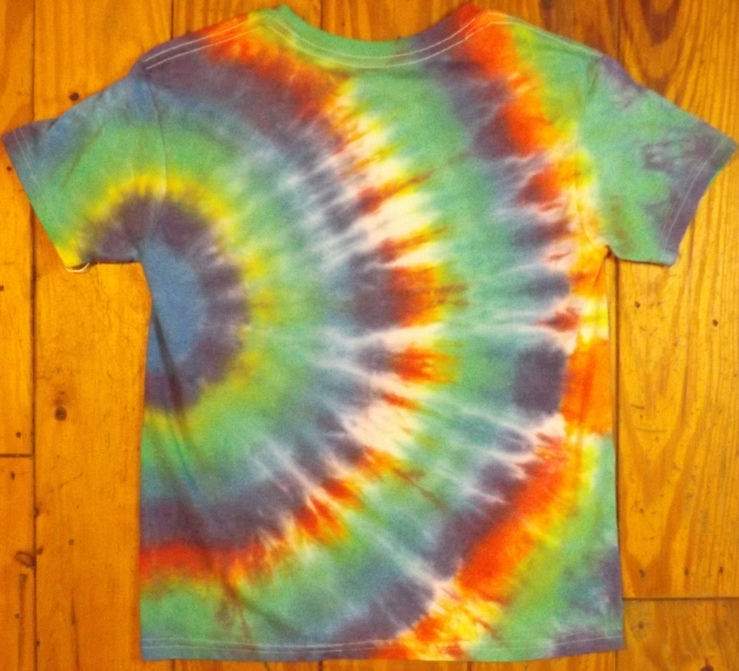 Kids Circle Tie-dye Large Crew Neck T-shirt Rainbow Circles
