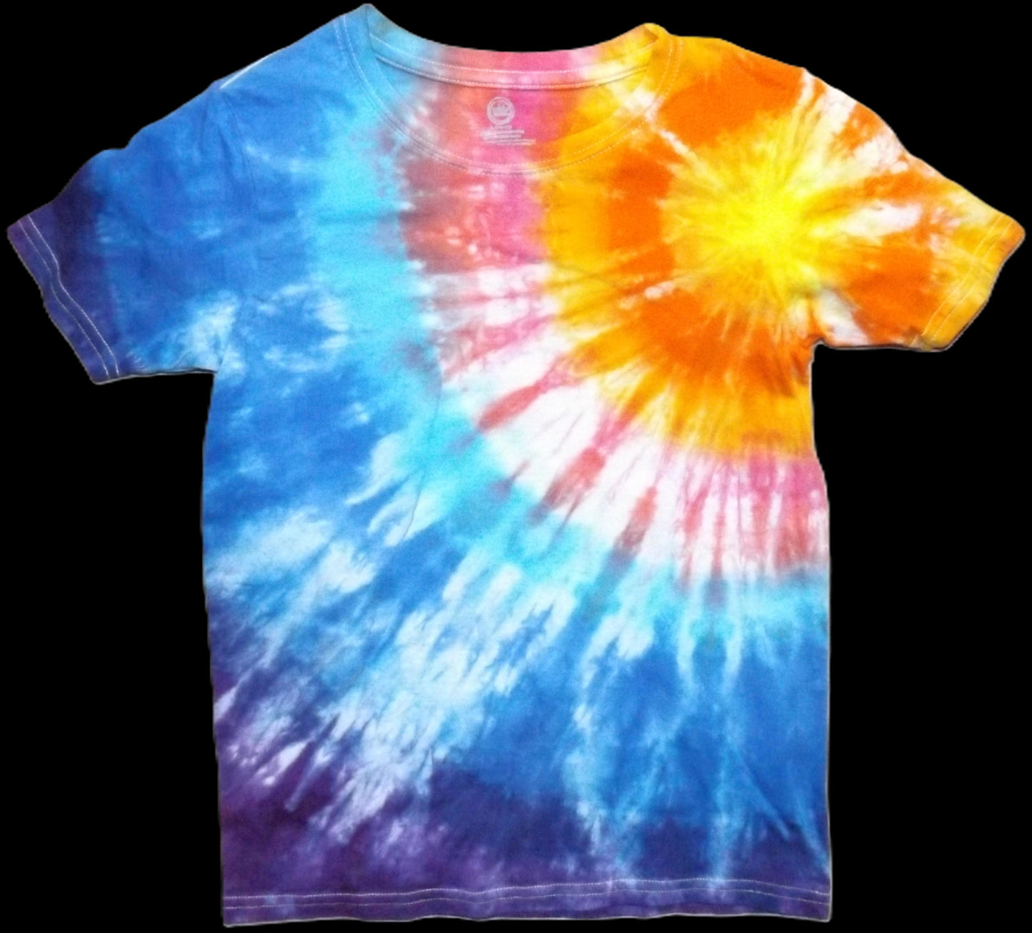 Kids Spiral Tie-dye Large Crew Neck T-shirt Sunset