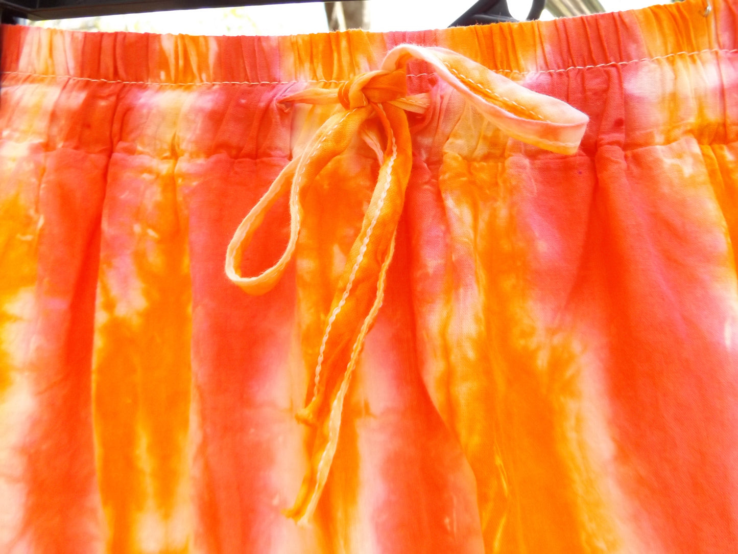 Pleated Tie-dye Linen Skirt Orange Crush