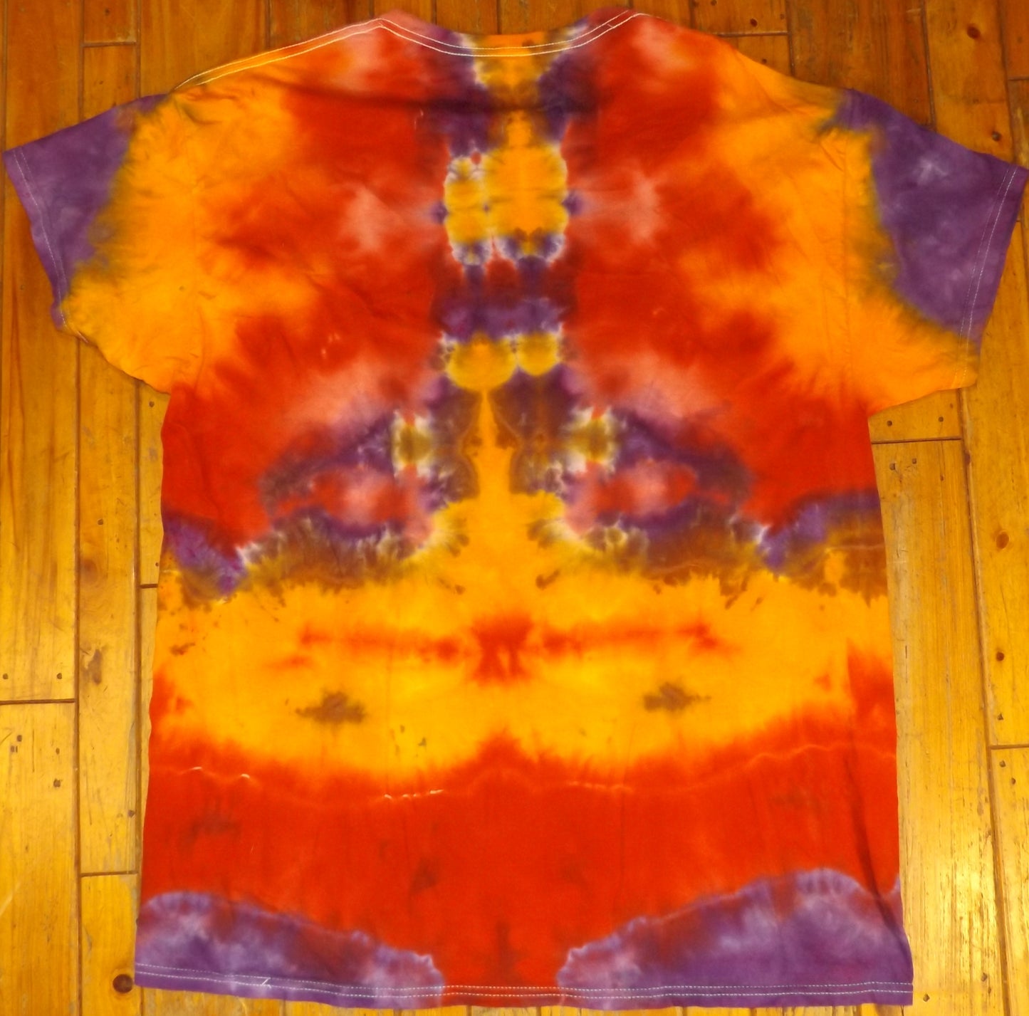 Mirror Tie-dye XL Crew Neck T-shirt Orange Alien