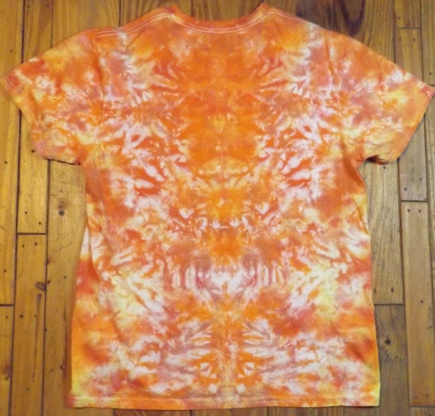 Mirror Tie-dye Large Crew Neck T-shirt Orange Scrunch