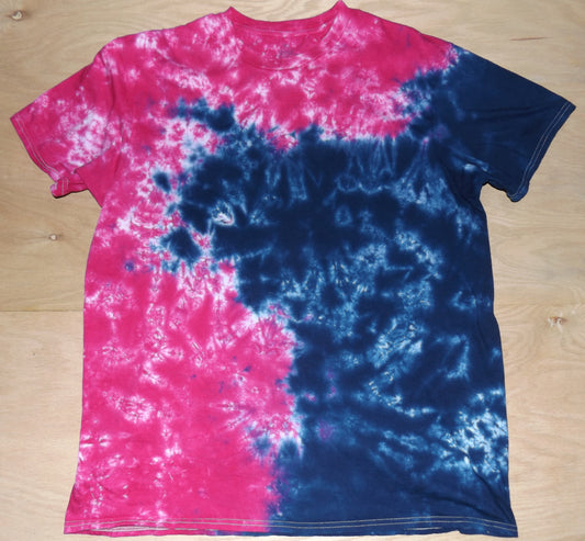 Scrunch Tie-dye 2X Crew Neck T-shirt Fucia v Navy