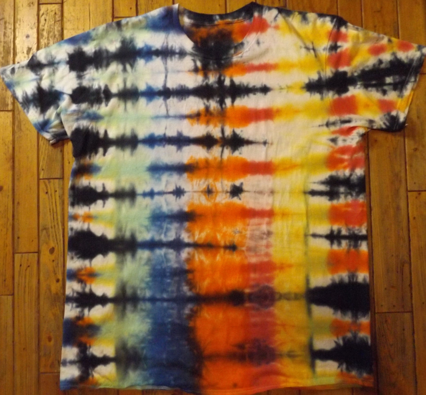 Stripes Tie-dye 2X Crew Neck T-shirt Rainbow Stripes