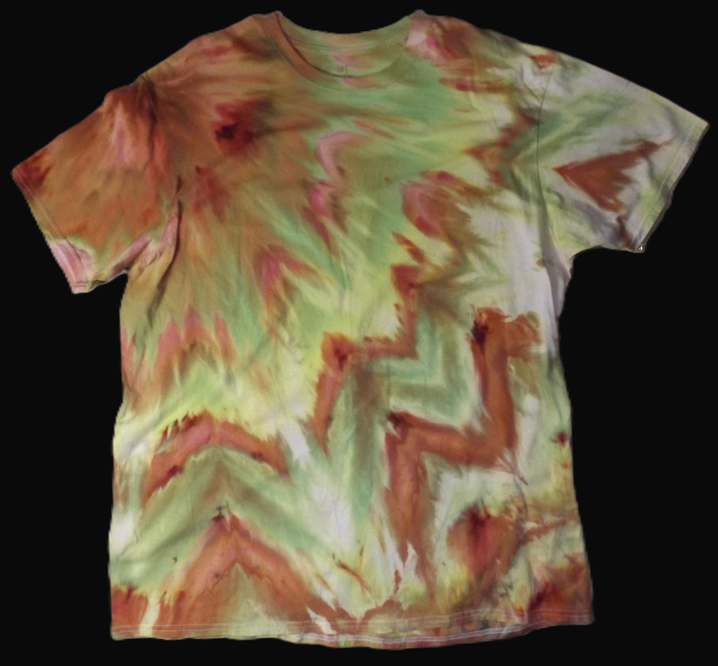 Ice Tie-dye 2X Crew Neck T-shirt Melon and Green Ice