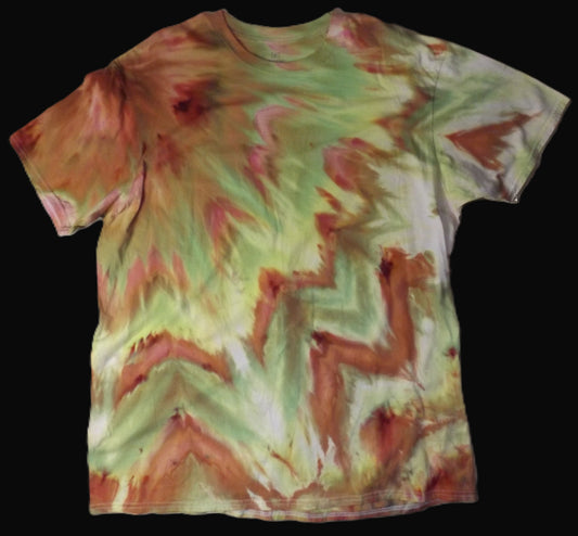 Ice Tie-dye 2X Crew Neck T-shirt Melon and Green Ice