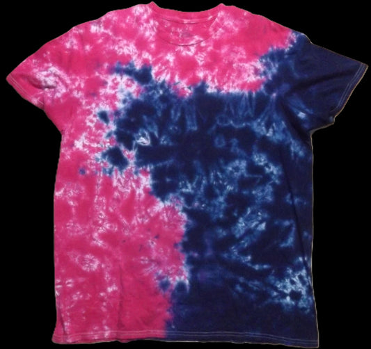 Scrunch Tie-dye 2X Crew Neck T-shirt Fucia v Navy