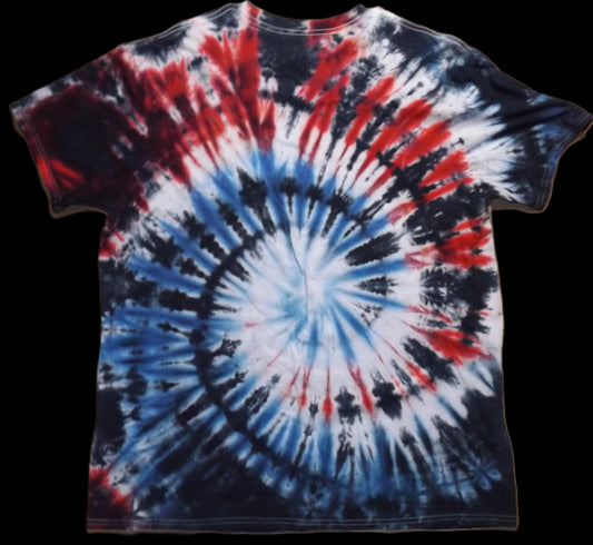 Spiral Tie-dye 2X Crew Neck T-shirt RWB and Black Spiral