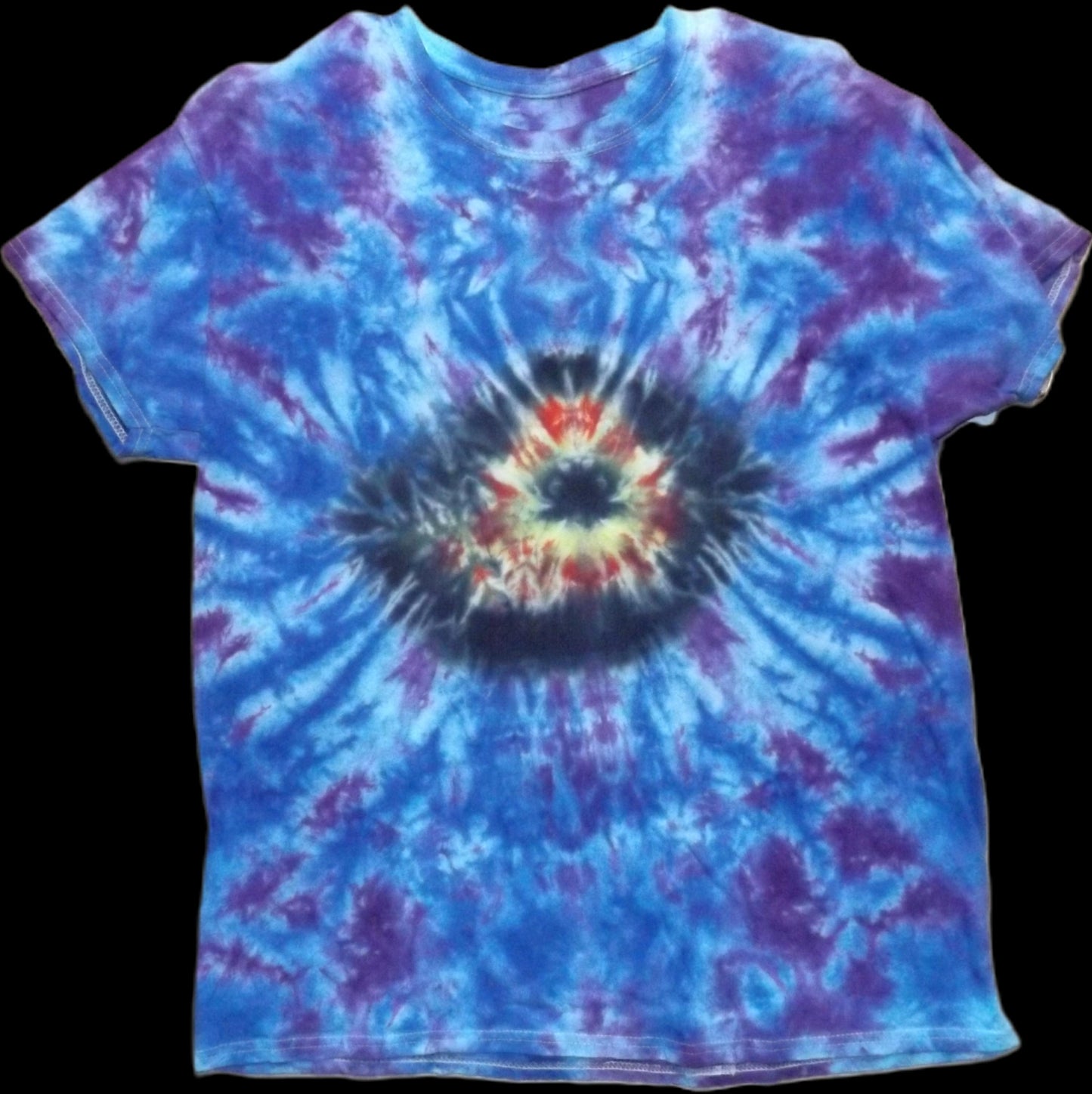 Eye Tie-dye Large Crew Neck T-shirt Blue and Purple
