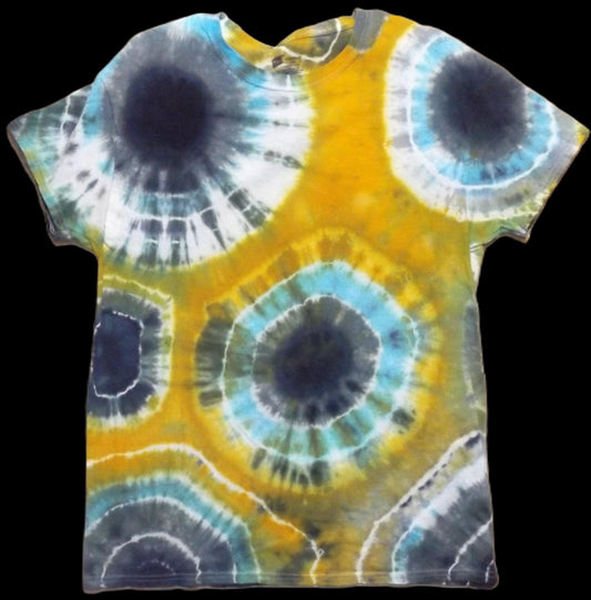 Geode Tie-dye Large Crew Neck T-shirt Blue and Gold