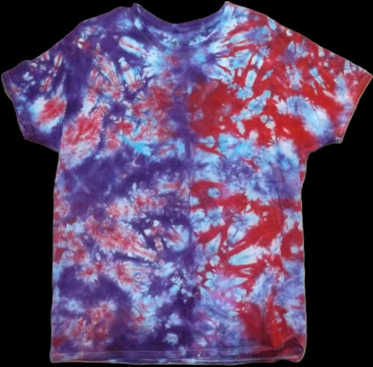 Mirror Tie-dye Large Crew Neck T-shirt Purple and Red Scrunch