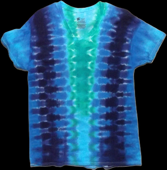 Mirror Tie-dye Large V-neck T-shirt Electric Blue