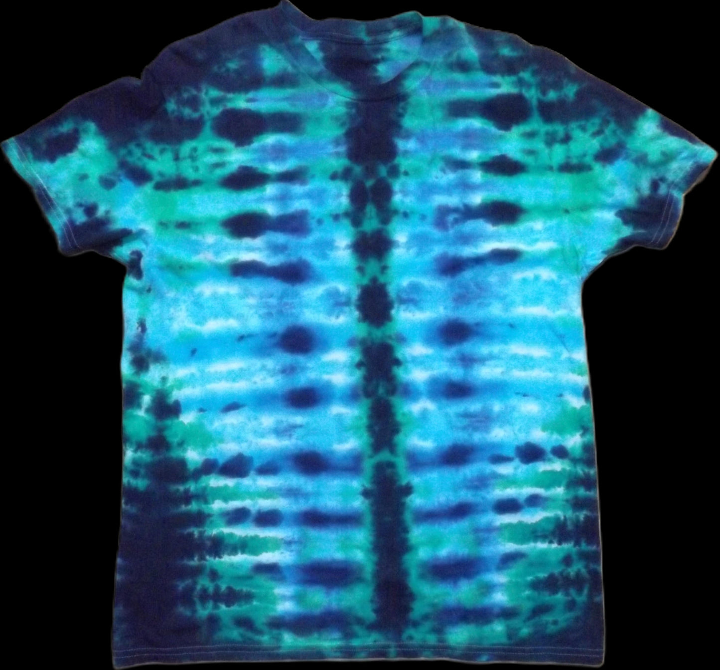 Pleat Tie-dye Large Crew Neck T-shirt Blue X-Ray