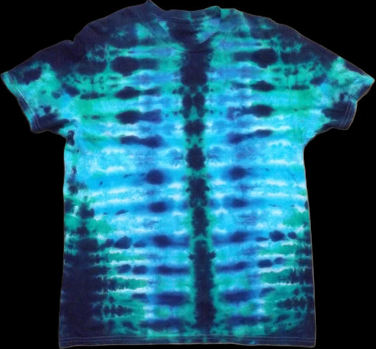 Pleat Tie-dye Large Crew Neck T-shirt Blue X-Ray