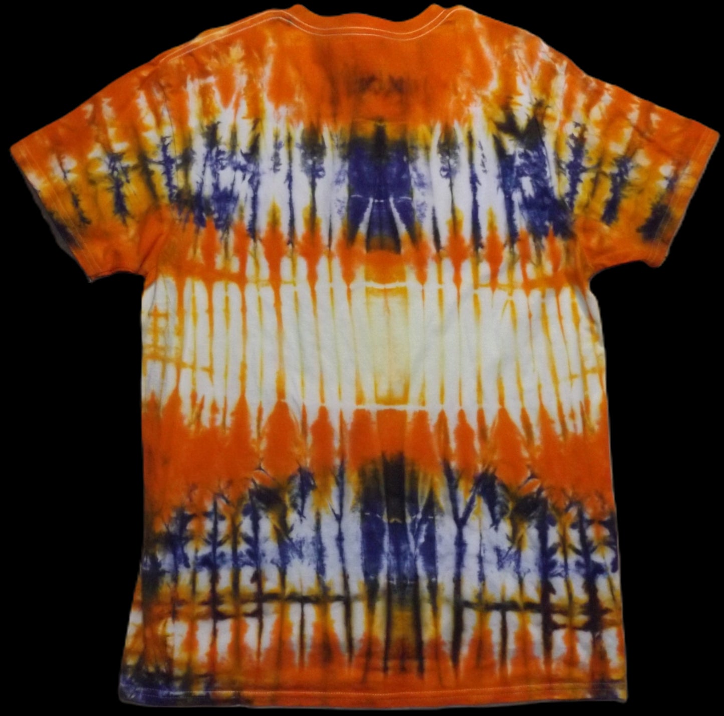 Jigjag Tie-dye Large Crew Neck T-shirt Orange Yellow Purple Stripes