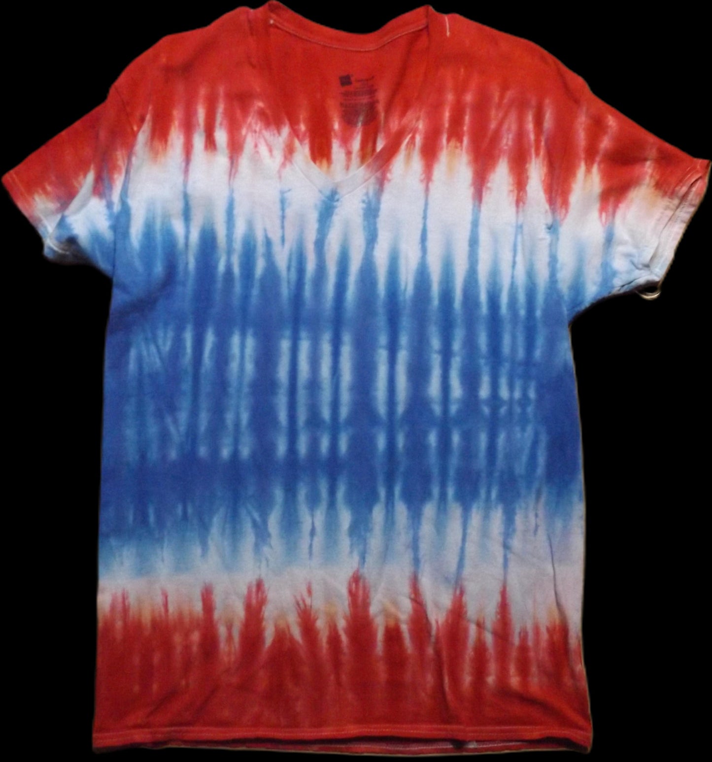 Pleat Tie-dye Large V-Neck T-shirt Bomb Pop