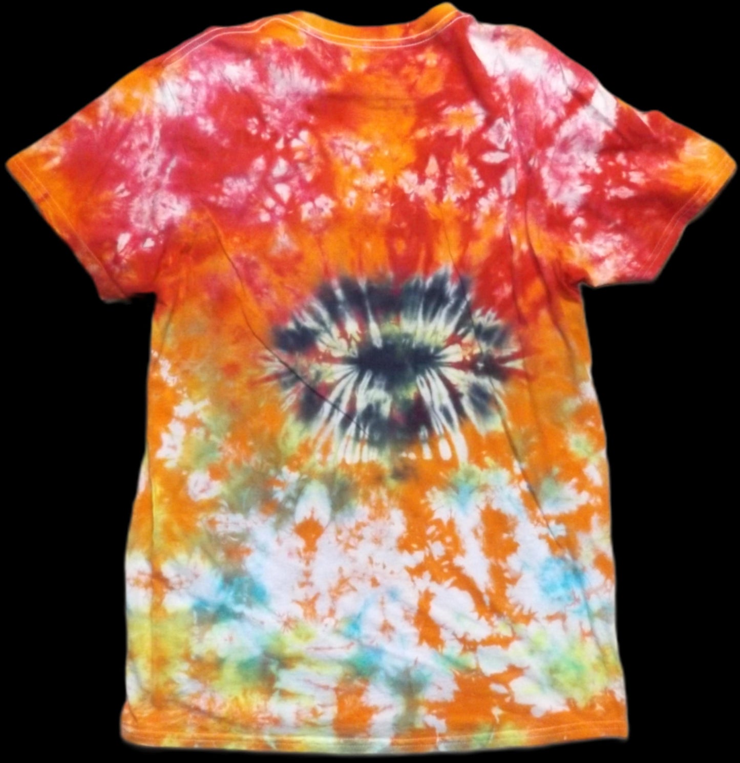 Eye Tie-dye Medium Crew Neck T-shirt Orange and Blue