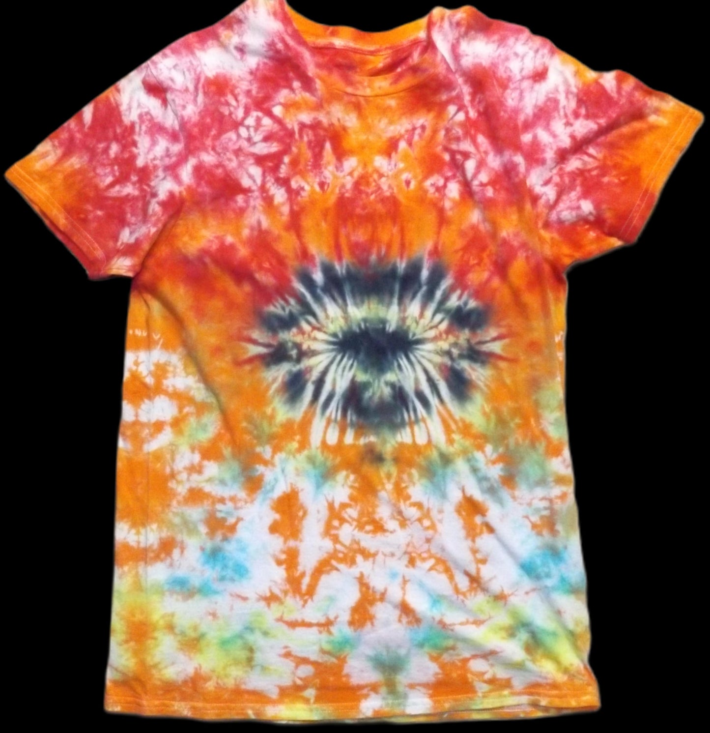 Eye Tie-dye Medium Crew Neck T-shirt Orange and Blue