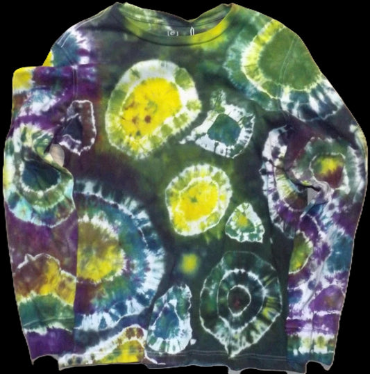 Geode Tie-dye Medium Long Sleeve Crew Neck T-shirt Green Geode