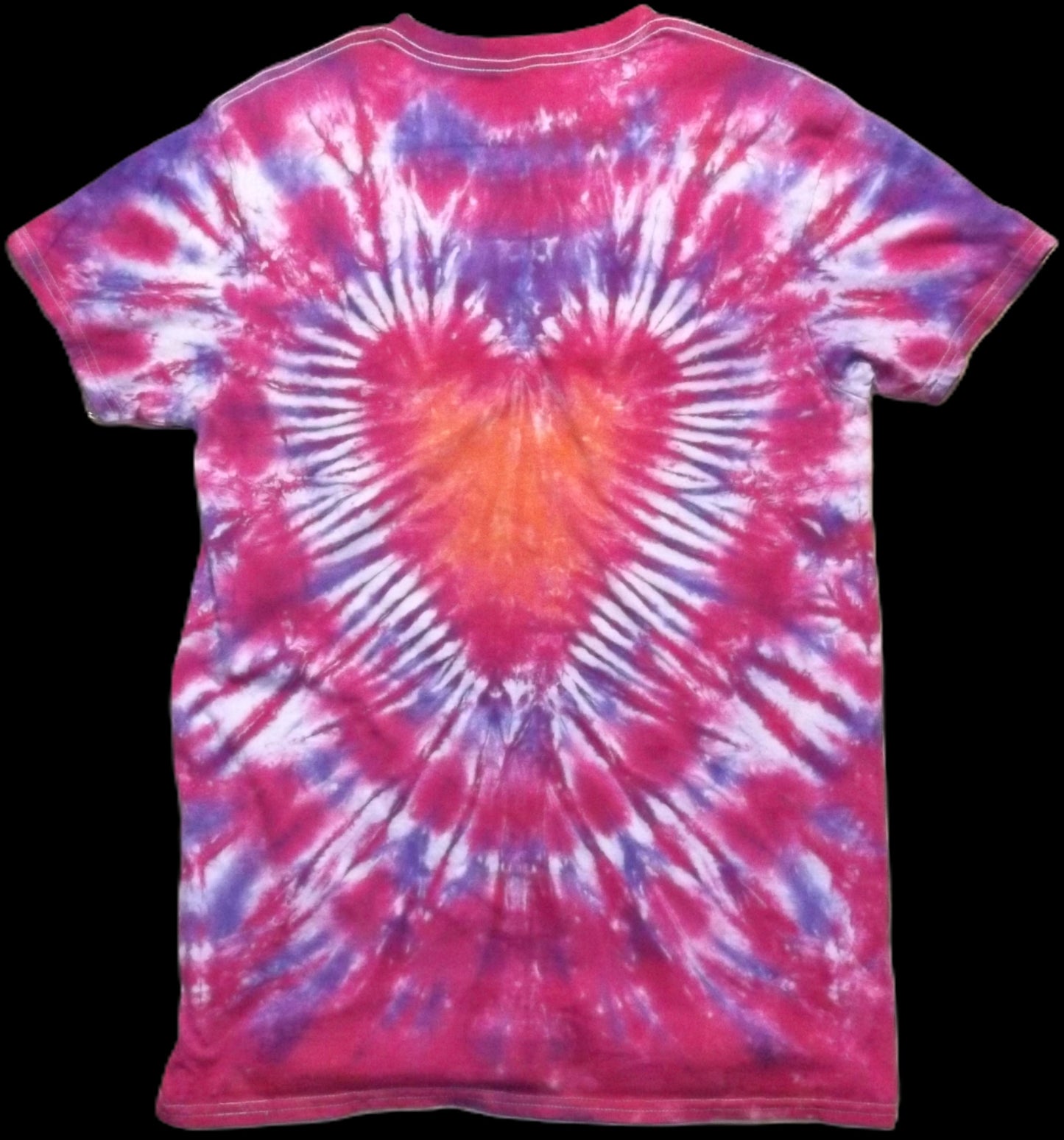 Heart Tie-dye Medium Crew Neck T-shirt Coral Pink Heart