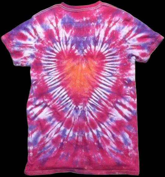 Heart Tie-dye Medium Crew Neck T-shirt Coral Pink Heart