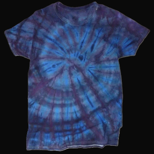 Spiral Tie-dye Medium Crew Neck T-shirt Dark Purple and Blue