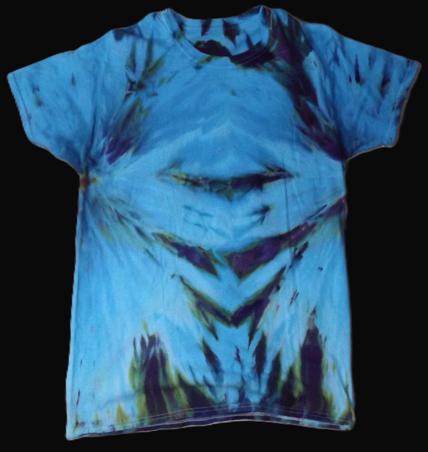 Ice Tie-dye Medium Crew Neck T-shirt Teal and Purple Ice