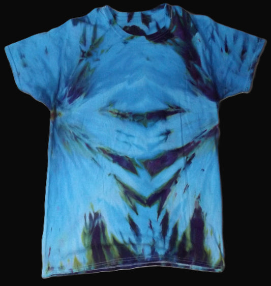 Ice Tie-dye Medium Crew Neck T-shirt Teal and Purple Ice