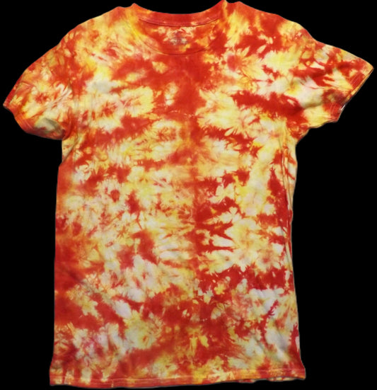 Scrunch Tie-dye Medium Crew Neck T-shirt Orange Scrunch