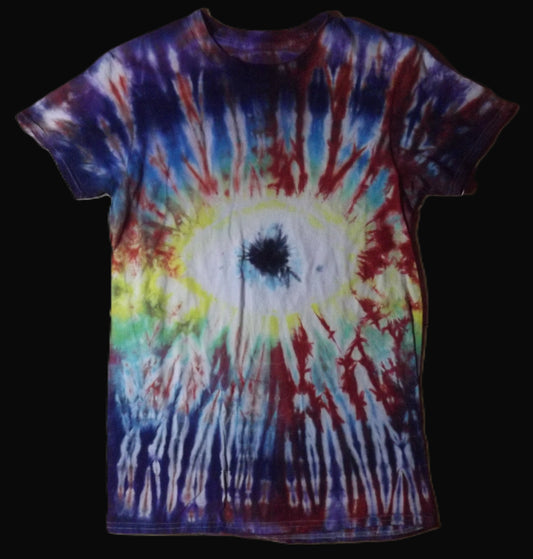 Eye Tie-dye Small Crew Neck T-shirt Red and Blue