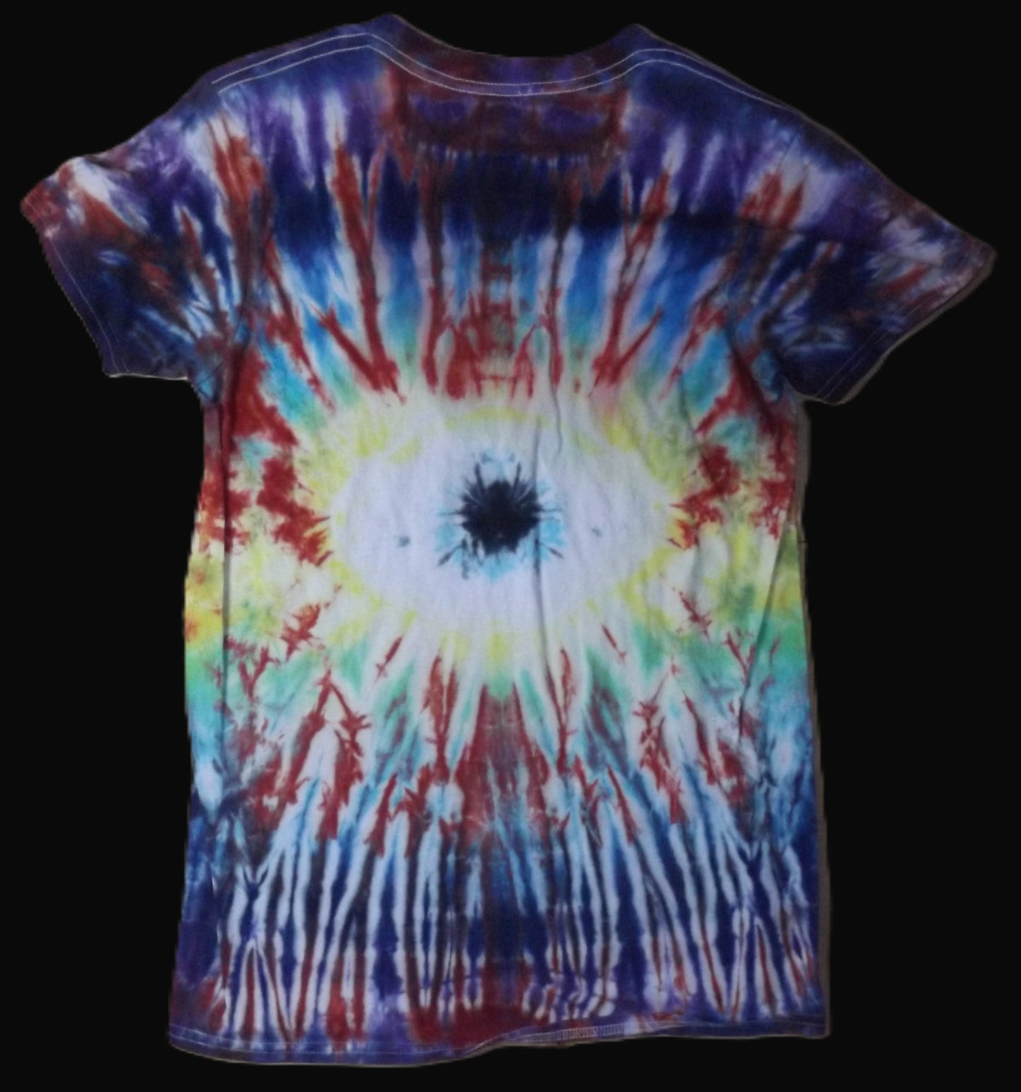 Eye Tie-dye Small Crew Neck T-shirt Red and Blue