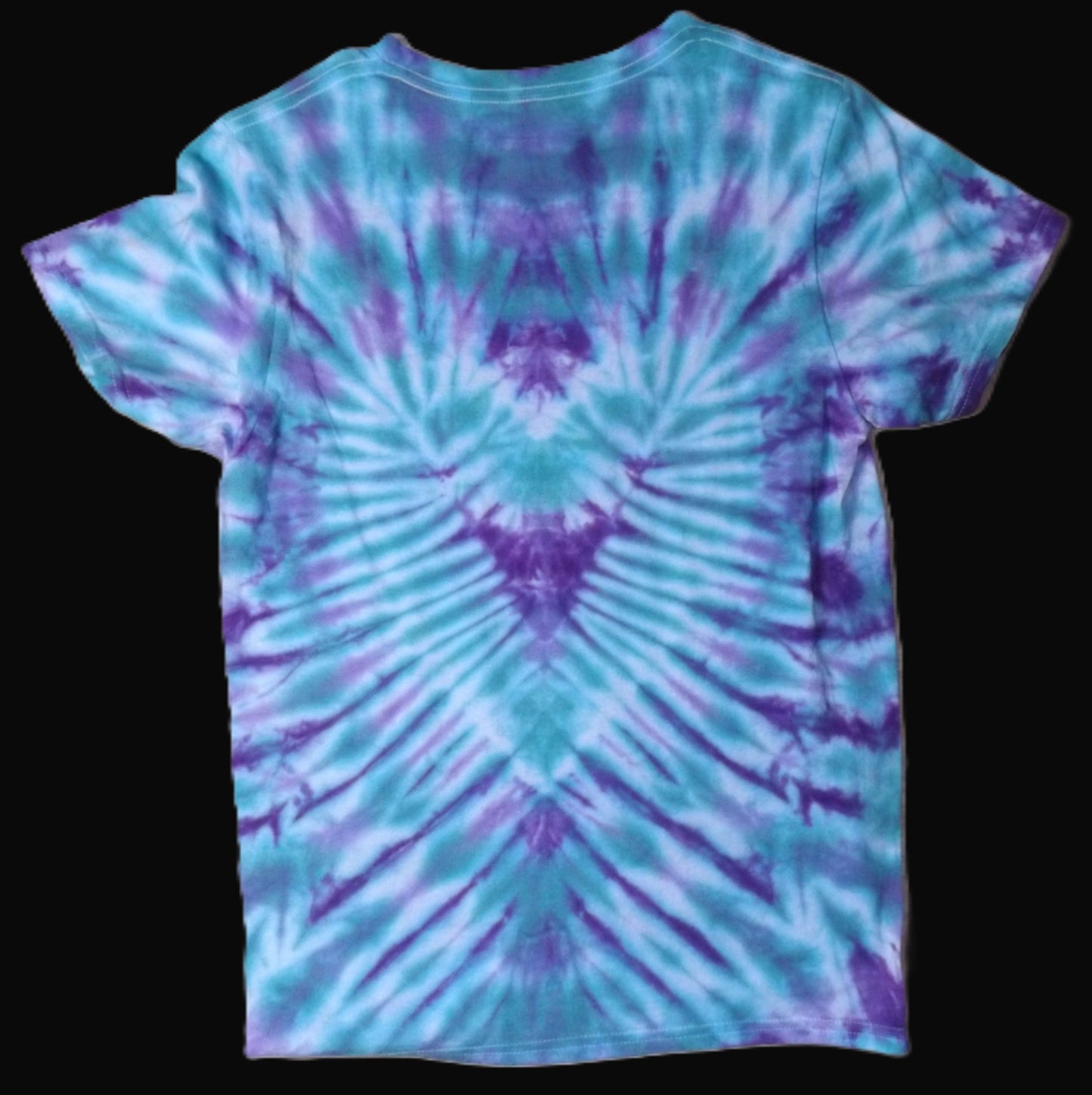 Heart Tie-dye Small Crew Neck T-shirt Purple & Aqua Heart