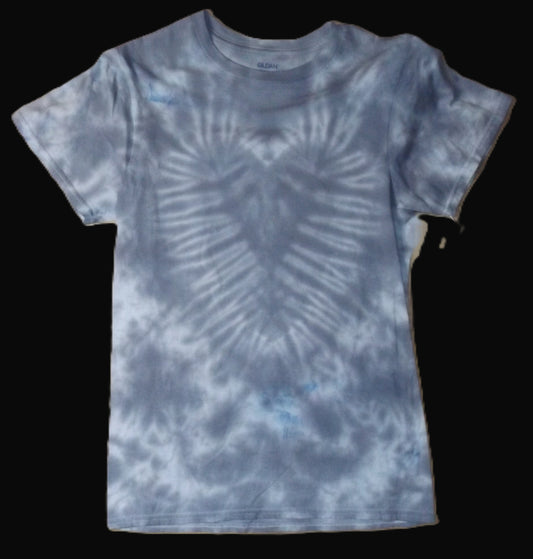Heart Tie-dye Small Crew Neck T-shirt Gray Heart