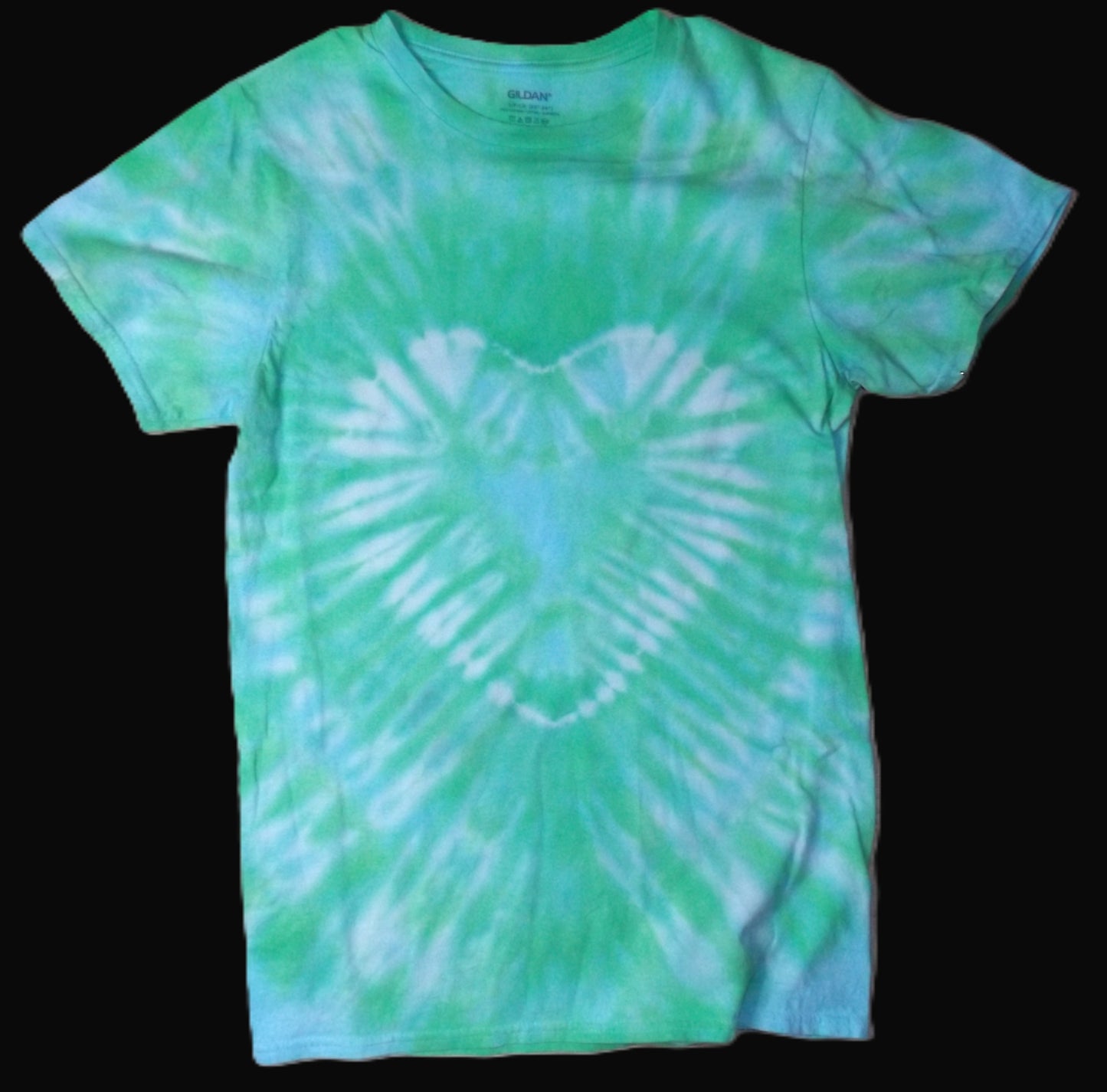 Heart Tie-dye XL Crew Neck T-shirt Aqua Heart