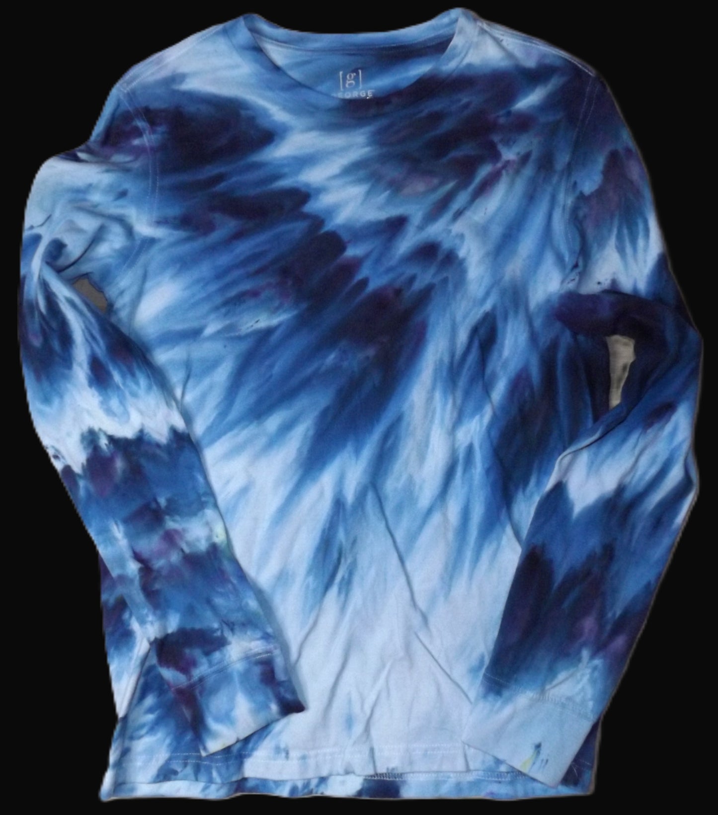 Ice Tie-dye Small Crew Neck Long Sleeved T-shirt Winter Blue Ice